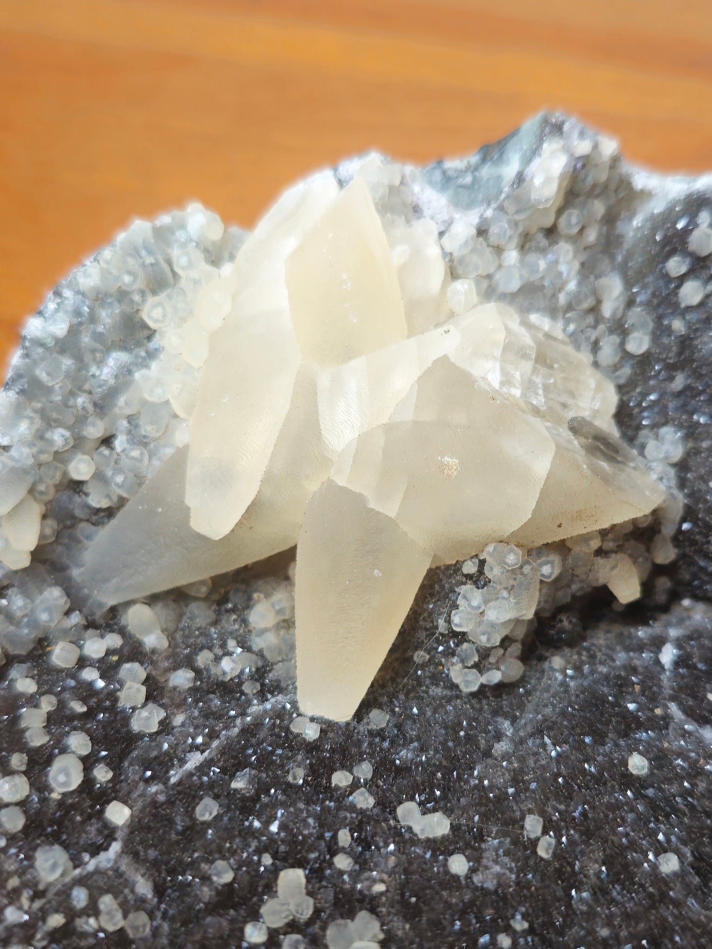 Black Amethyst with Calcite Inclusions