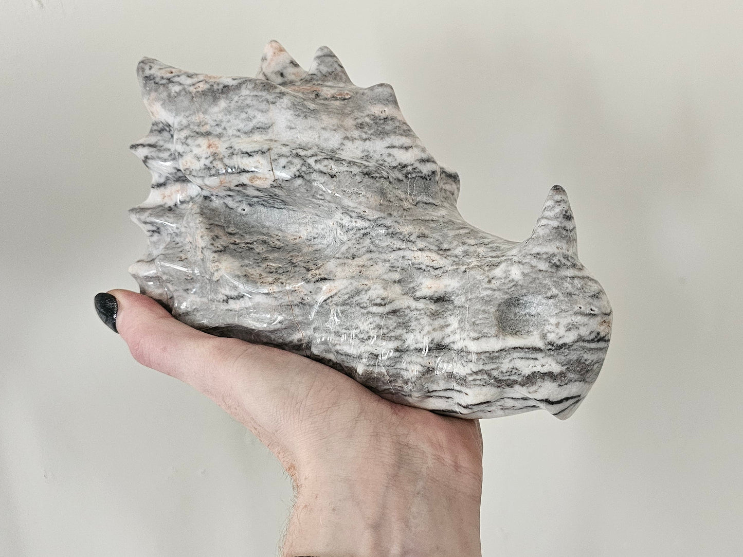 Extra Large Pink Zebra Jasper Dragon Head