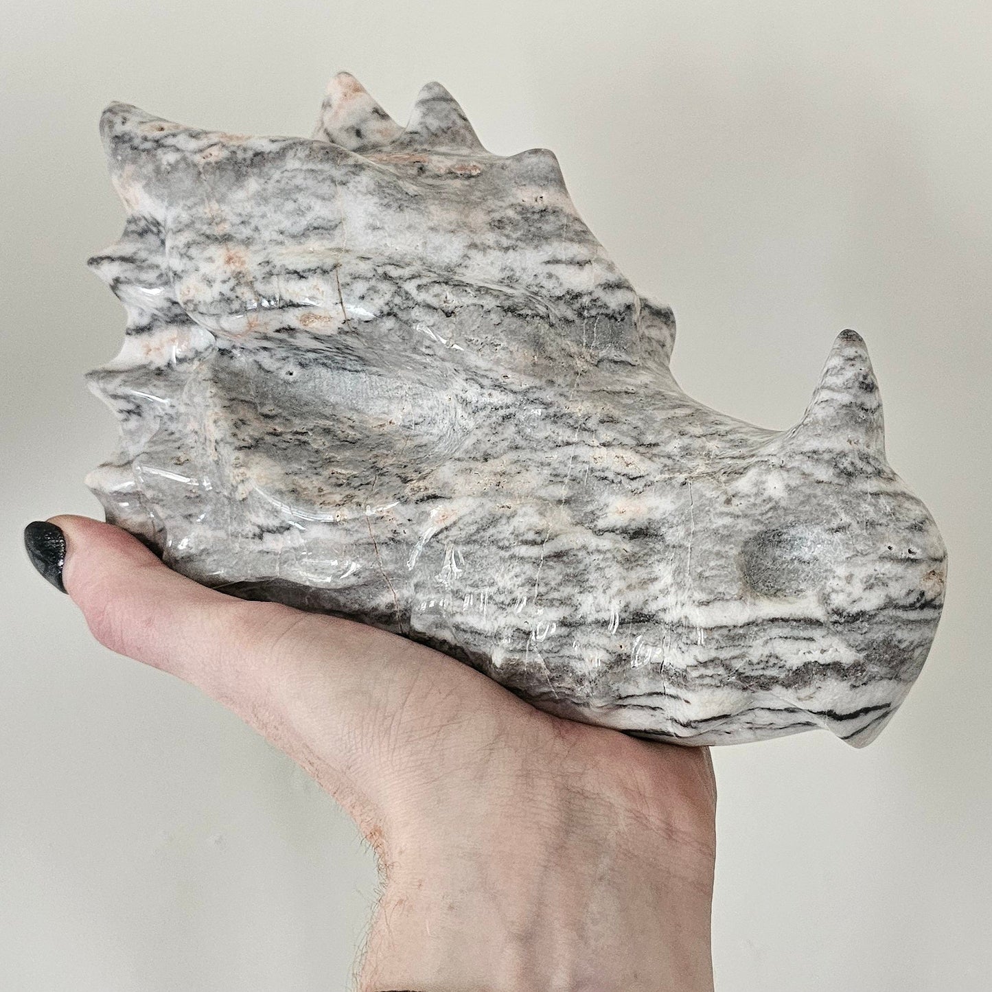 Extra Large Pink Zebra Jasper Dragon Head