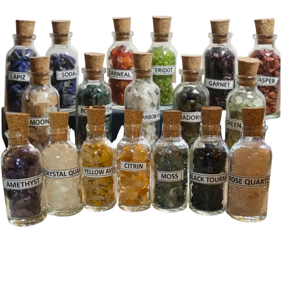 Crystal Chip Apothecary Bottles - NOW INCLUDING NEW CRYSTALS