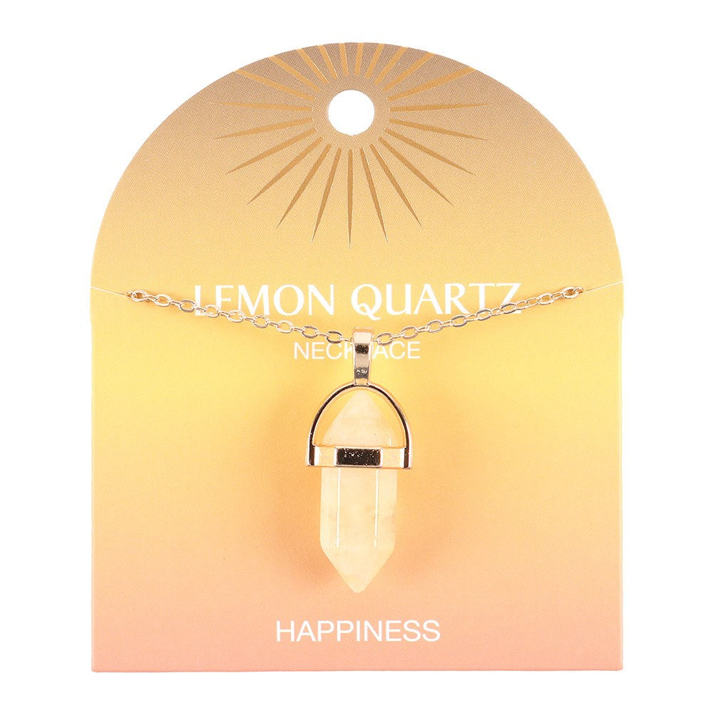 Lemon Quartz Crystal Pendant Necklace