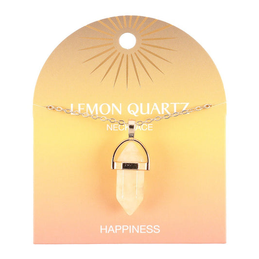 Lemon Quartz Crystal Pendant Necklace